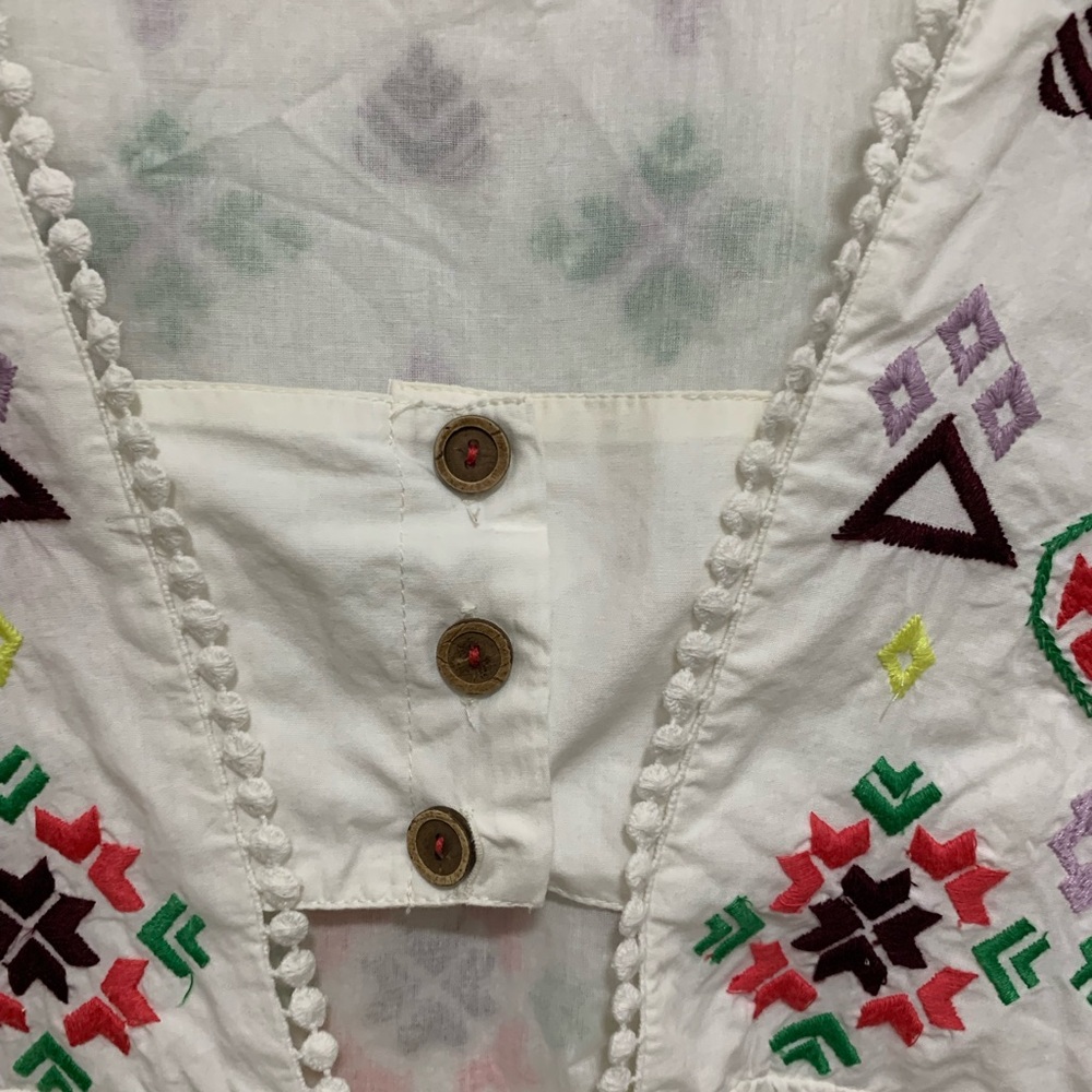 Anthropologie White Dress with Multicolor Embroidery - Picture 4 of 5